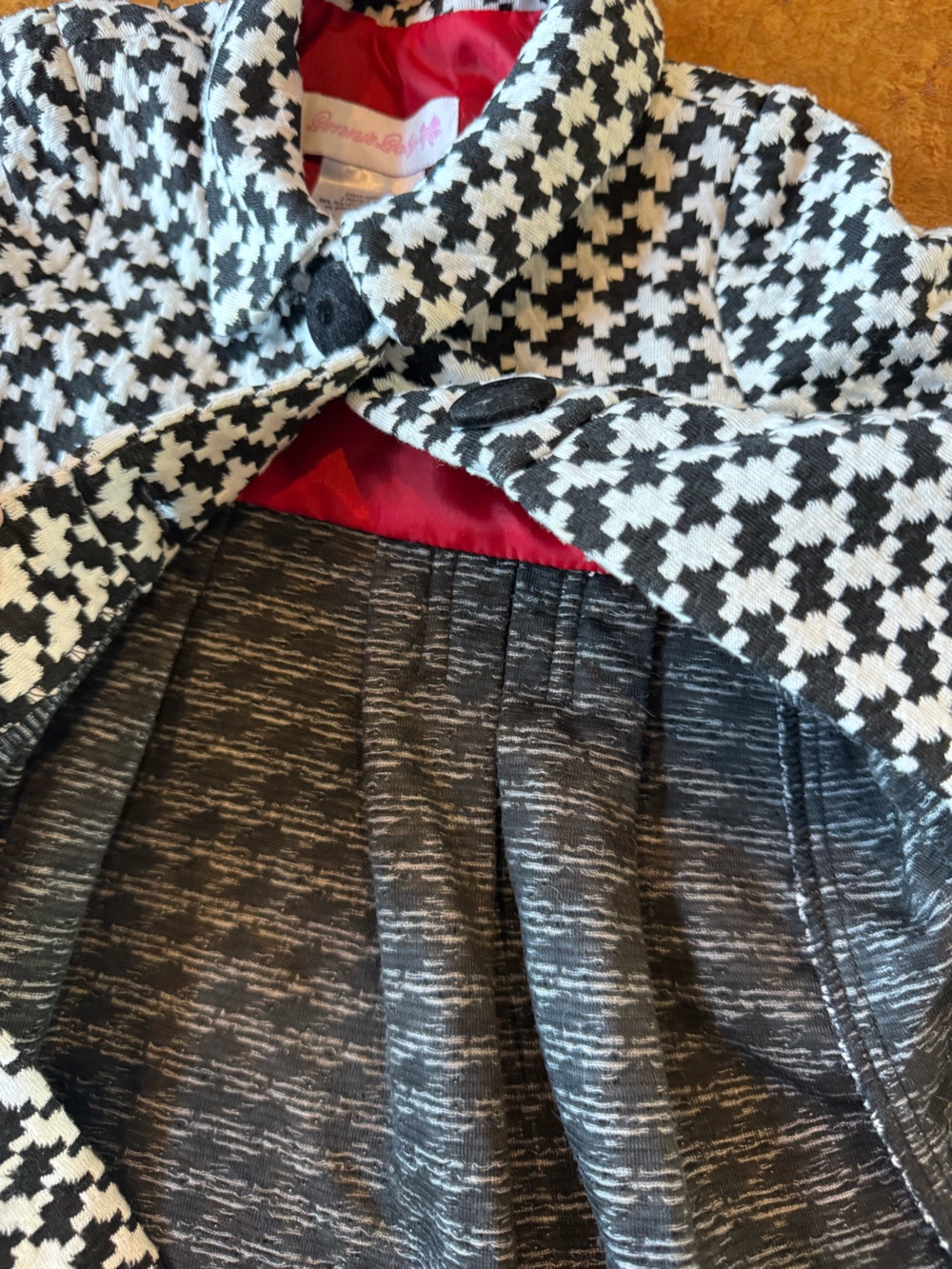 Bonnie Baby Black & White Houndstooth Coat Dress | Girls 6–9 Months | EUC - Picture 4 of 5